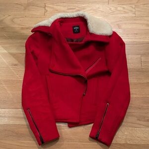 kate spade Red wool Jacket with white collar XS